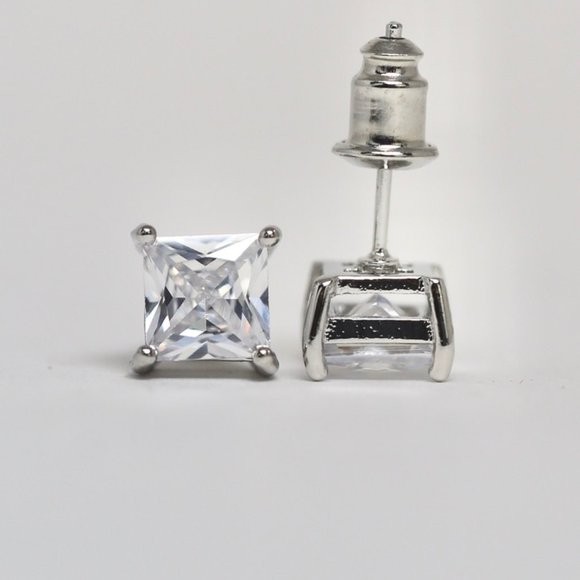 18k Gold Dipped White Topaz Princess Cut - Picture 6 of 9